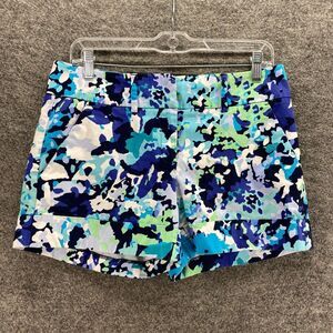 7 Avenue Shorts Women 4 Blue Camouflage Chino Mid Rise Pockets Cotton Casual